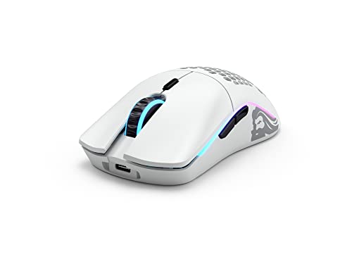 Glorious Gaming - Model O Wireless Gaming Mouse - RGB Mouse with Lights 69 g Superlight Mouse Honeycomb Mouse (Matte White Mouse) - Game-Savvy