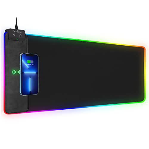 Wireless Charging RGB Gaming Mouse Pad 10W, 31.5"x15.7" Large Extended Mouse Pad, RGB Mouse Pad, Desk Pad, Non-Slip Rubber Base, Computer Keyboard Mouse Pad Desk Mat for Office, Home, Gaming, Work - Game-Savvy