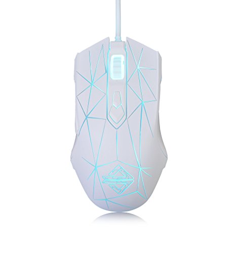 FIRSTBLOOD ONLY GAME. AJ52 Watcher RGB Gaming Mouse, Programmable 7 Buttons, Ergonomic LED Backlit USB Gamer Mice Computer Laptop PC, for Windows Mac Linux OS, Star White - Game-Savvy