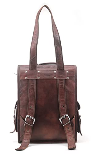 Handmade World Brown Vintage Leather Backpack Laptop Messenger Bag Rucksack Sling for Men Women (12" x 16") - Game-Savvy