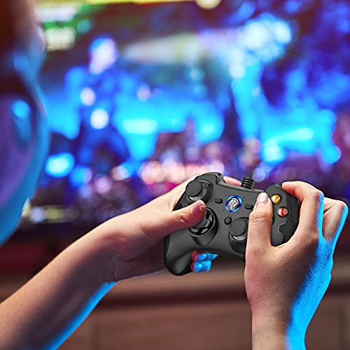 EasySMX Wired Gaming Controller,PC Game Controller Joystick with Dual-Vibration Turbo and Trigger Buttons for Windows PC/ PS3/ Android TV Box/Tesla(Black) - Game-Savvy