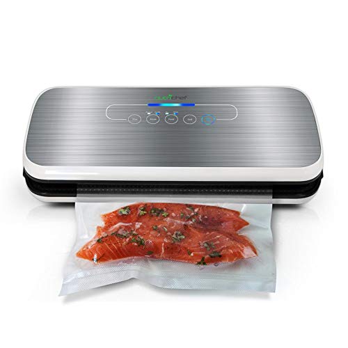NutriChef PKVS Sealer | Automatic Vacuum Air Sealing System Preservation w/Starter Kit | Compact Design | Lab Tested | Dry & Moist Food Modes | Led Indicator Lights, 12", Silver - Game-Savvy