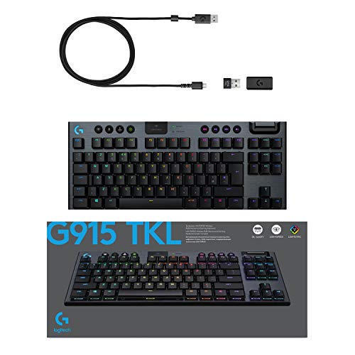 Logitech G915 TKL Tenkeyless Lightspeed Wireless RGB Mechanical Gaming Keyboard, Low Profile Switch Options, Lightsync RGB, Advanced Wireless and Bluetooth Support - Tactile - Game-Savvy