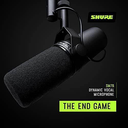 Shure SM7B WMT mic Vocal Dynamic Microphone for Broadcast, Podcast & Recording, XLR Studio Mic for Music & Speech, Wide-Range Frequency, Warm & Smooth Sound, Rugged Construction, Detachable Windscreen - Black - gaming microphone pc - Game-Savvy