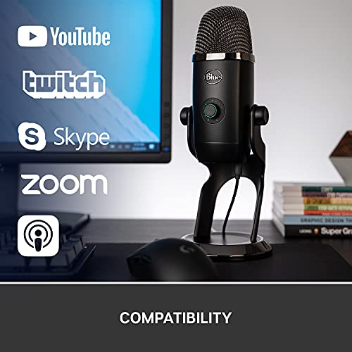 Blue Yeti X Professional USB Condenser Microphone for PC, Mac, Gaming, Recording, Streaming, Podcasting on PC, Desktop Mic with High-Res Metering, LED Lighting, Blue VO!CE Effects - Black - Game-Savvy