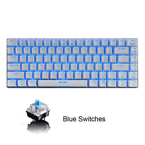 keyboard Ajazz AK33 Geek RGB Mechanical Keyboard, 82 Keys Layout, Blue and Black Switches, Blue LED Backlit,100% Realy Mechanical for Directly at Professional Gamers (Blue Switch) - Game-Savvy