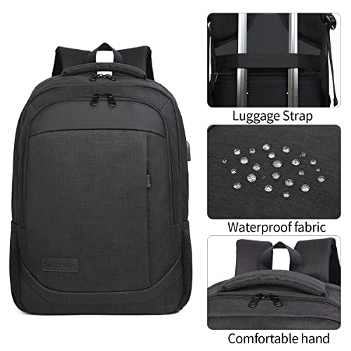 Monsdle Travel Laptop Backpack Anti Theft Water Resistant Backpacks School Computer Bookbag with USB Charging Port for Men Women College Students Fits 15.6 Inch Laptop (Black) - Game-Savvy