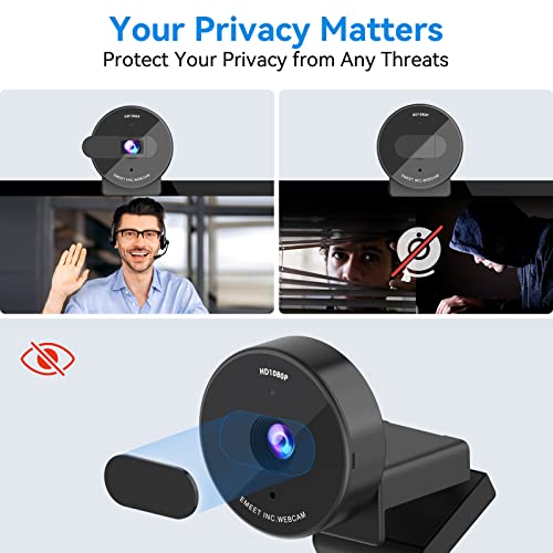 1080P Webcam - USB Webcam with Microphone & Physical Privacy Cover, Noise-Canceling Mic, Auto Light Correction, EMEET C950 Ultra Compact FHD Web Cam w/ 70° View for Meeting/Online Classes/Zoom/YouTube - Game-Savvy