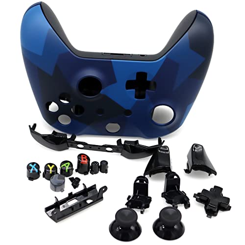 Deal4GO Full Housing Shell kit w/Thumbstick/Buttons/RB LB Bumper/Frontplate Replacement for Xbox One Controller Blue - Game-Savvy