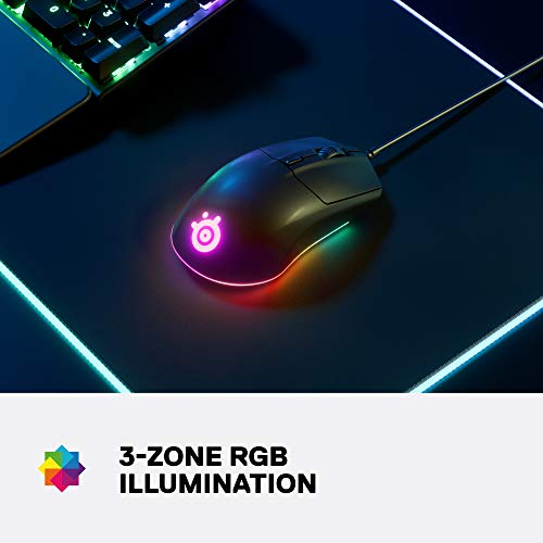 SteelSeries Rival 3 Gaming Mouse - cheapest drag clicking mouse - 8,500 CPI TrueMove Core Optical Sensor - 6 Programmable Buttons - Split Trigger Buttons - Brilliant Prism RGB Lighting - Game-Savvy