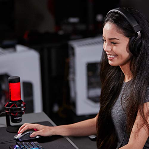 HyperX QuadCast - USB Condenser Gaming Microphone, for PC, PS4, PS5 and Mac, Anti-Vibration Shock Mount, Four Polar Patterns, Pop Filter, Gain Control, Podcasts, Twitch, YouTube, Discord, Red LED - Game-Savvy