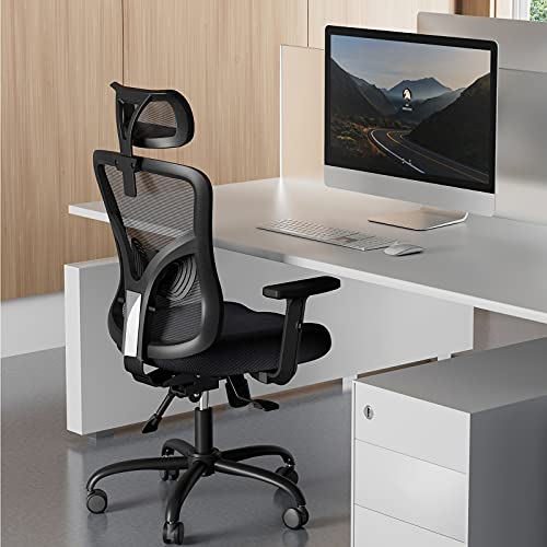 NOBLEWELL Office Chair Ergonomic Office Chair High Back Mesh Computer Chair with Lumbar Support Adjustable Armrest, Backrest and Headrest - Game-Savvy