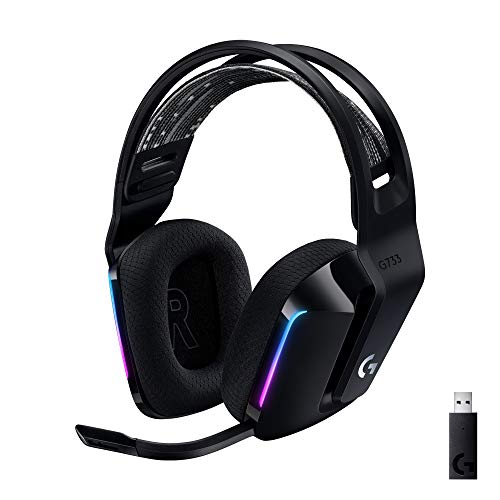 Logitech G733 Lightspeed Wireless Gaming Headset with Suspension Headband, Lightsync RGB, Blue VO!CE mic technology and PRO-G audio drivers - Black - Game-Savvy