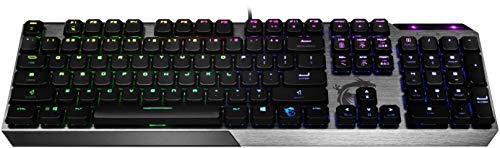 MSI Vigor GK50 Low Profile RGB Mechanical Gaming Keyboard, Kailh White Low Profile Switches, Brushed Aluminum Design, Ergonomic Keycap Design, RGB Mystic Light - Game-Savvy