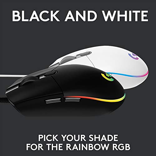 Logitech G203 Wired Gaming Mouse, 8,000 DPI, Rainbow Optical Effect LIGHTSYNC RGB, 6 Programmable Buttons, On-Board Memory, Screen Mapping, PC/Mac Computer and Laptop Compatible - Black - Game-Savvy