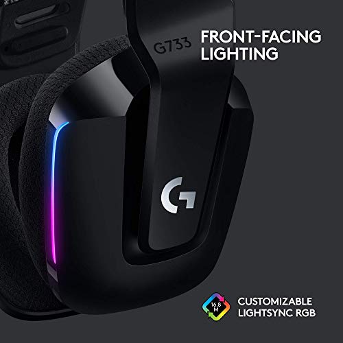 Logitech G733 Lightspeed Wireless Gaming Headset with Suspension Headband, Lightsync RGB, Blue VO!CE mic technology and PRO-G audio drivers - Black - Game-Savvy