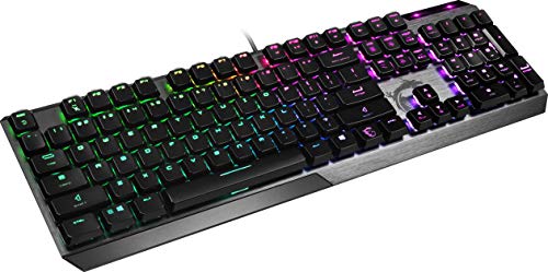 MSI Vigor GK50 Low Profile RGB Mechanical Gaming Keyboard, Kailh White Low Profile Switches, Brushed Aluminum Design, Ergonomic Keycap Design, RGB Mystic Light - Game-Savvy