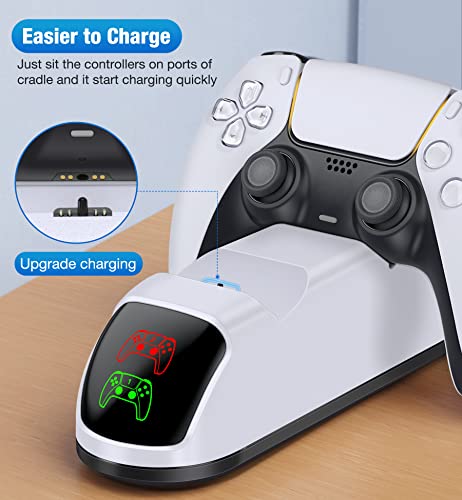 PS5 Controller Charging Station for Playstation 5 Dualsense Controller with Dual Stand Charger Dock, Upgrade PS5 Controller Charger Accessories Incl. Fast Charging Cable, PS5 Charging Station White - Game-Savvy