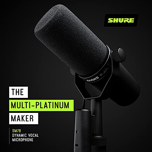 Shure SM7B WMT mic Vocal Dynamic Microphone for Broadcast, Podcast & Recording, XLR Studio Mic for Music & Speech, Wide-Range Frequency, Warm & Smooth Sound, Rugged Construction, Detachable Windscreen - Black - gaming microphone pc - Game-Savvy