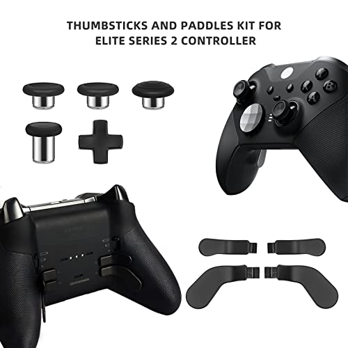 Metal Paddles Accessories for Xbox Elite Controller Series 2 Core, Thumbsticks Replacement Parts for Elite Series 2 Controller, 9 in 1 Component Pack Includes Replacement Joysticks, D-Pad & Paddles - Game-Savvy