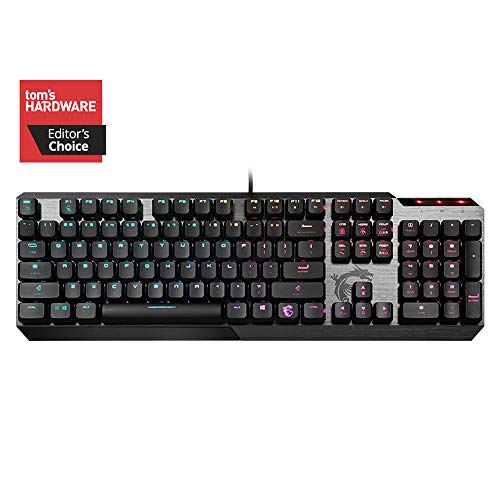 MSI Vigor GK50 Low Profile RGB Mechanical Gaming Keyboard, Kailh White Low Profile Switches, Brushed Aluminum Design, Ergonomic Keycap Design, RGB Mystic Light - Game-Savvy