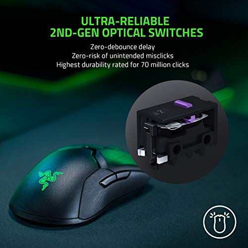 Razer Viper Ultimate Lightweight Wireless Gaming Mouse: Fastest Gaming Switches - 20K DPI Optical Sensor - Chroma Lighting - 8 Programmable Buttons - 70 Hr Battery - Classic Black - Game-Savvy