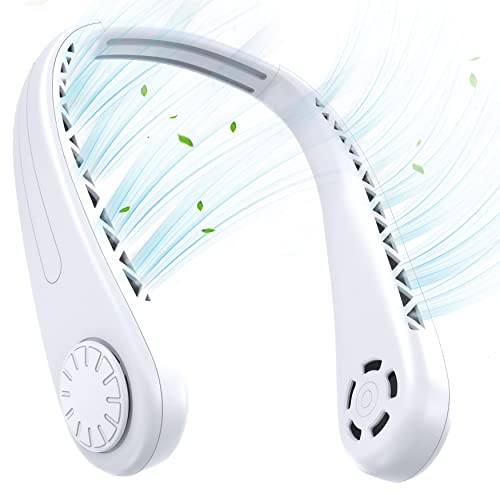 Nhpoi hpoi Portable Neck Fan,Wearable Bladeless Hands-Free Fan,Quiet Design 3 Speed Fan,Rechargeable,Leafless,Headphone Design,360° Surround Faster Cooling Fan for Indoor,Outdoor 2023-White - Game-Savvy