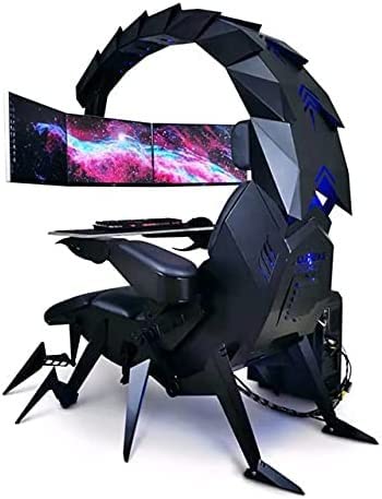 Gaming Chair Comfortable Luxury Gaming Chair Ergonomic Computer Cockpit Chair Comfortable Racing Simulator Game Chair with Hanging 3 Screens C - Game-Savvy