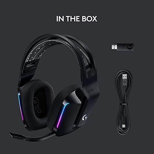 Logitech G733 Lightspeed Wireless Gaming Headset with Suspension Headband, Lightsync RGB, Blue VO!CE mic technology and PRO-G audio drivers - Black - Game-Savvy