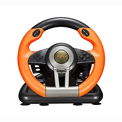 PC Racing Wheel,PXN V3II 180 Degree Universal Usb Car Sim Race Steering Wheel with Pedals for PS3,PS4,Xbox One,Xbox Series X/S,Nintendo Switch (Orange) - Game-Savvy