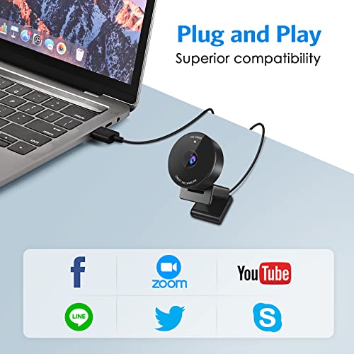 1080P Webcam - USB Webcam with Microphone & Physical Privacy Cover, Noise-Canceling Mic, Auto Light Correction, EMEET C950 Ultra Compact FHD Web Cam w/ 70° View for Meeting/Online Classes/Zoom/YouTube - Game-Savvy