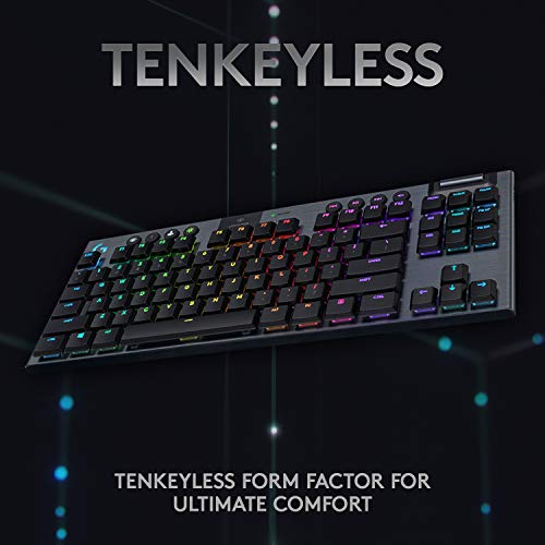 Logitech G915 TKL Tenkeyless Lightspeed Wireless RGB Mechanical Gaming Keyboard, Low Profile Switch Options, Lightsync RGB, Advanced Wireless and Bluetooth Support - Tactile - Game-Savvy