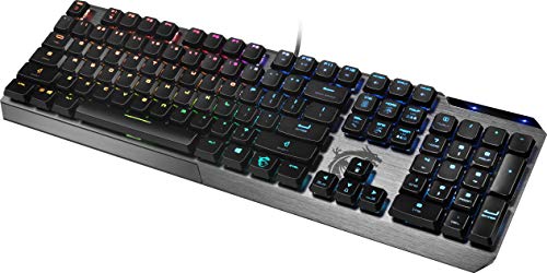 MSI Vigor GK50 Low Profile RGB Mechanical Gaming Keyboard, Kailh White Low Profile Switches, Brushed Aluminum Design, Ergonomic Keycap Design, RGB Mystic Light - Game-Savvy