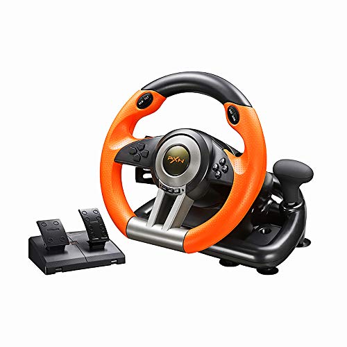 PC Racing Wheel,PXN V3II 180 Degree Universal Usb Car Sim Race Steering Wheel with Pedals for PS3,PS4,Xbox One,Xbox Series X/S,Nintendo Switch (Orange) - Game-Savvy