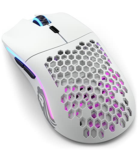 Glorious Gaming - Model O Wireless Gaming Mouse - RGB Mouse with Lights 69 g Superlight Mouse Honeycomb Mouse (Matte White Mouse) - Game-Savvy