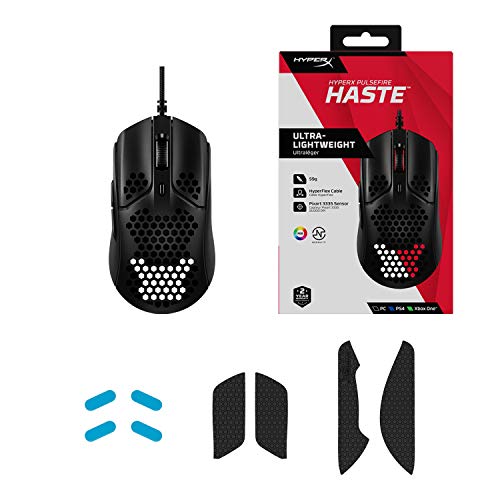 HyperX Pulsefire Haste – Gaming Mouse, Ultra-Lightweight, 59g, Honeycomb Shell, Hex Design, RGB, HyperFlex USB Cable, Up to 16000 DPI, 6 Programmable Buttons - Game-Savvy