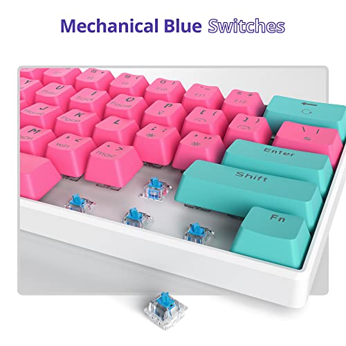 clix keyboard - Owpkeenthy 60% Wireless Gaming Keyboard Mechanical, RGB Bluetooth Compact Mini Keyboard with Backlit PBT Keycaps for MAC PC Gamer (Blue Switch/Miami) - Game-Savvy
