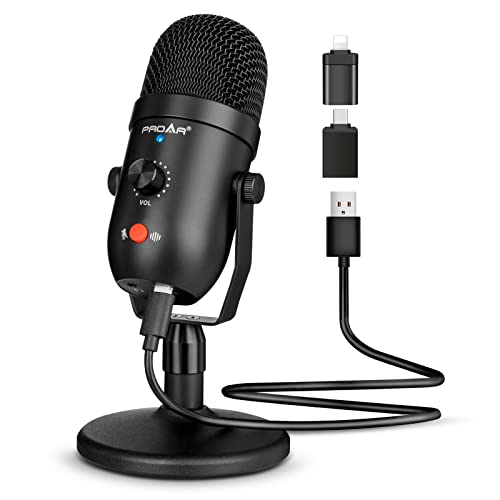 Podcast Microphone for Phone/Pad/PS4,Condenser Recording USB Microphone for Computer,Metal PC Microphone for Gaming,ASMR,YouTube,Streaming Mic Kit with Noise Cancelling for Laptop MAC or Windows - Game-Savvy