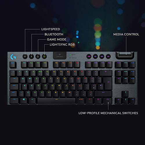 Logitech G915 TKL Tenkeyless Lightspeed Wireless RGB Mechanical Gaming Keyboard, Low Profile Switch Options, Lightsync RGB, Advanced Wireless and Bluetooth Support - Tactile - Game-Savvy