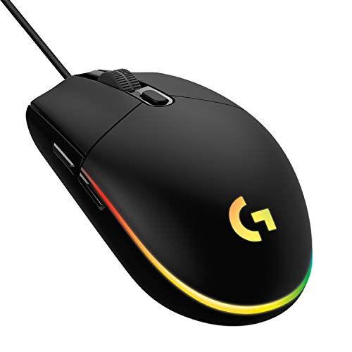 Logitech G203 Wired Gaming Mouse, 8,000 DPI, Rainbow Optical Effect LIGHTSYNC RGB, 6 Programmable Buttons, On-Board Memory, Screen Mapping, PC/Mac Computer and Laptop Compatible - Black - Game-Savvy