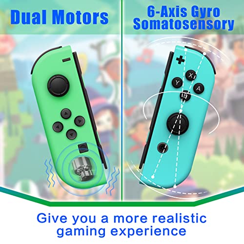 Joycon Controller Replacement for Nintendo Switch,Left Right Controller Compatible with Switch Joycon Wireless Controller with Double Vibration Support Wake-up and Screenshot - Game-Savvy