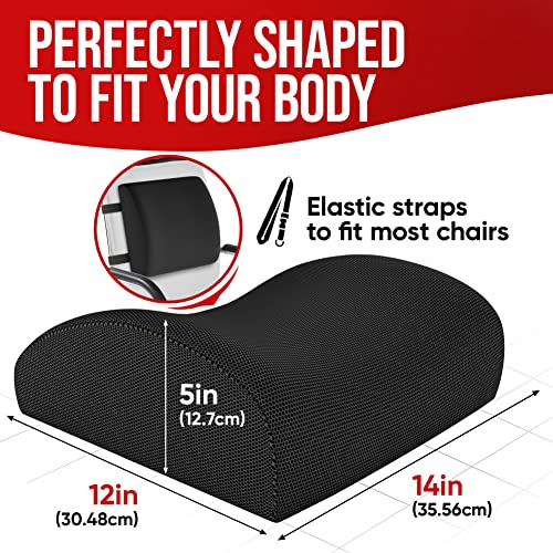 FORTEM Chair Cushion, Seat Cushion for Office Chair, Lumbar Support Pillow for Chair, Car Seat Cushion, Back Support Memory Foam Pillow Washable Cover (Black, Mesh) - Game-Savvy