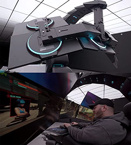 Fly YUTING Gaming Ergonomic Computer Cockpit Chair with Led Lights, Comfortable Racing Simulator Game Chair with Hanging 3 Screens,Yellow - Game-Savvy