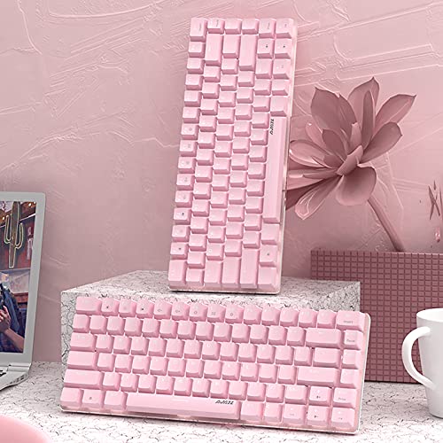 keyboard Ajazz AK33 Wired Mechanical Keyboard, 82-Keys Compact Mechanical Gaming Keyboard with Anti-ghosting Keys, Small and Portable (Pink, Red Switch) - Game-Savvy