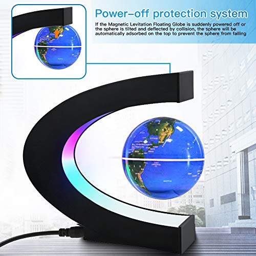 Magnetic Levitation Globe with LED Light, Cool Gadgets Floating Lamp Globe Decor, Cool Tech Gifts for Men/Father/Husband/Boyfriend/Kids/Boss, Great Technology Graduation Gifts (Blue) - Game-Savvy