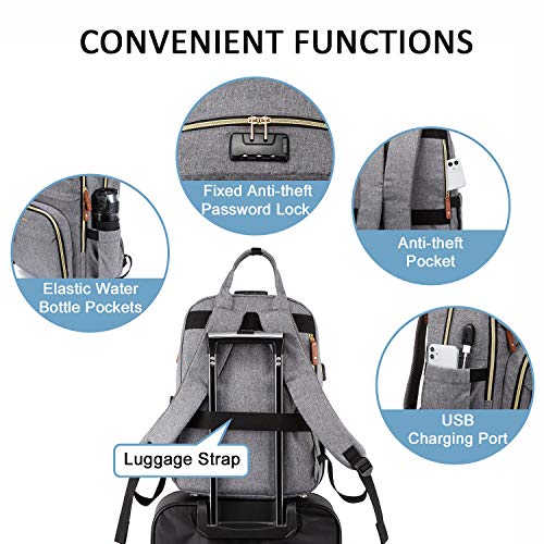 LOVEVOOK Laptop Backpack for Women & Men Unisex Travel Anti-Theft Bag Business Computer Backpacks Purse College School Student Bookbag, Casual Hiking Daypack with Lock, 15.6 Inch, Grey - Game-Savvy