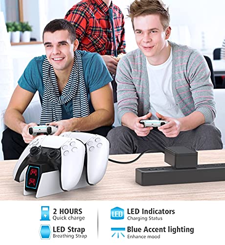 PS5 Controller Charger Station, PS5 Charging Station with Fast Charging AC Adapter 5V/3A, Dual Controller Charging Stand for Playstation 5, Docking Station Replacement for DualSense Charging Station - Game-Savvy