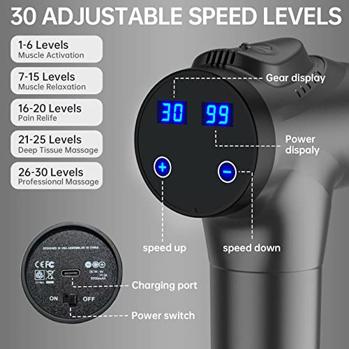 APHERMA Massage Gun, Muscle Massage Gun for Athletes Handheld Deep Tissue Massager Tool 30 Speed Levels 10 Heads - Game-Savvy