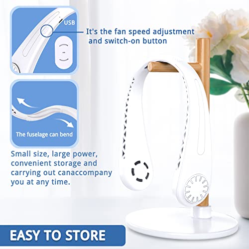 Nhpoi hpoi Portable Neck Fan,Wearable Bladeless Hands-Free Fan,Quiet Design 3 Speed Fan,Rechargeable,Leafless,Headphone Design,360° Surround Faster Cooling Fan for Indoor,Outdoor 2023-White - Game-Savvy