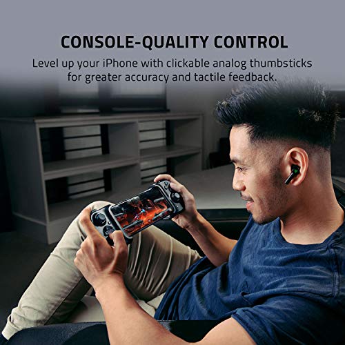 Razer Kishi Mobile Game Controller / Gamepad for iPhone iOS: Works with most iPhones – X, 11, 12, 13, 13 Max - Apple Arcade, Amazon Luna, Google Stadia - Lightning Port Passthrough - MFi Certified - Game-Savvy